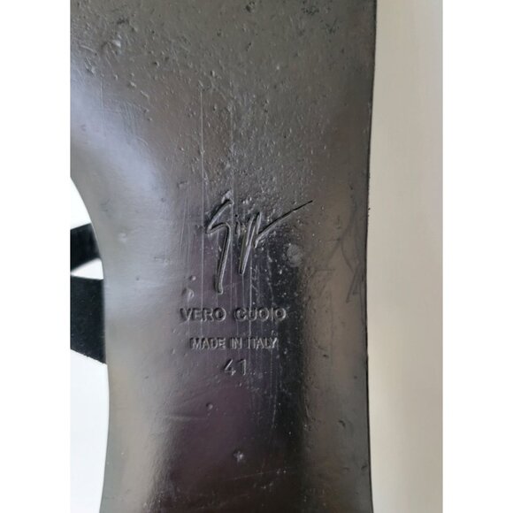 Giuseppe Zanotti Black Leather Strappy Crystal Beaded Flat Sandals Women's Sz 41 - Picture 9 of 9